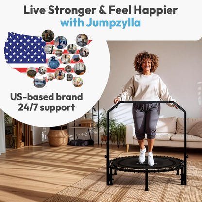 Rebounder Fitness Trampoline With Bungee Cords | ASTM Certified | Foldable | 450 lbs limit