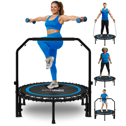 Rebounder Fitness Trampoline With Bungee Cords | ASTM Certified | Foldable | 450 lbs limit