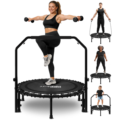 Rebounder Fitness Trampoline With Bungee Cords | ASTM Certified | Foldable | 450 lbs limit