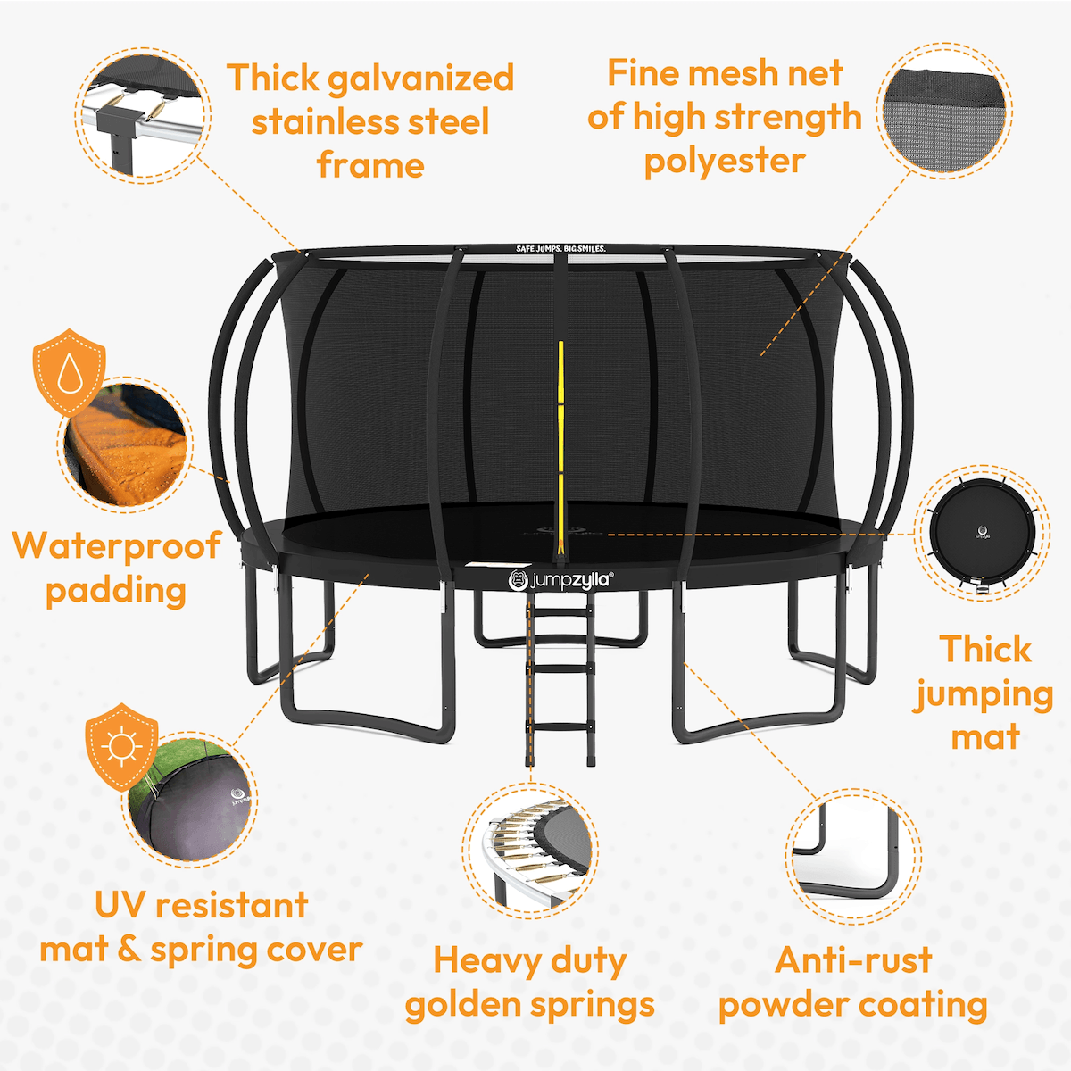 Jumpzylla Premium 16ft Trampoline with Extra Protection | ASTM Safety Certified
