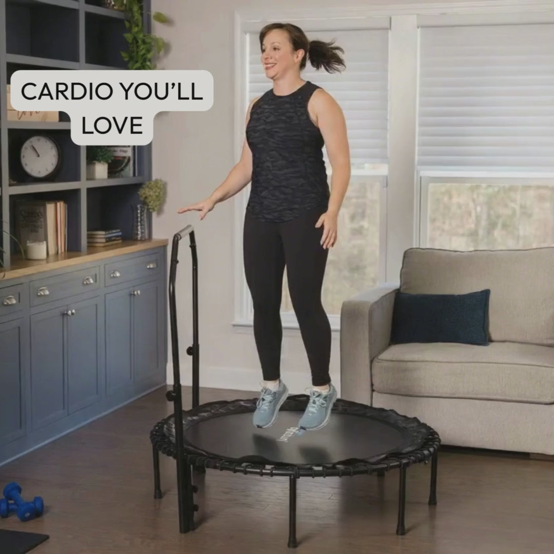 Rebounder Fitness Trampoline With Bungee Cords | ASTM Certified | Foldable | 450 lbs limit